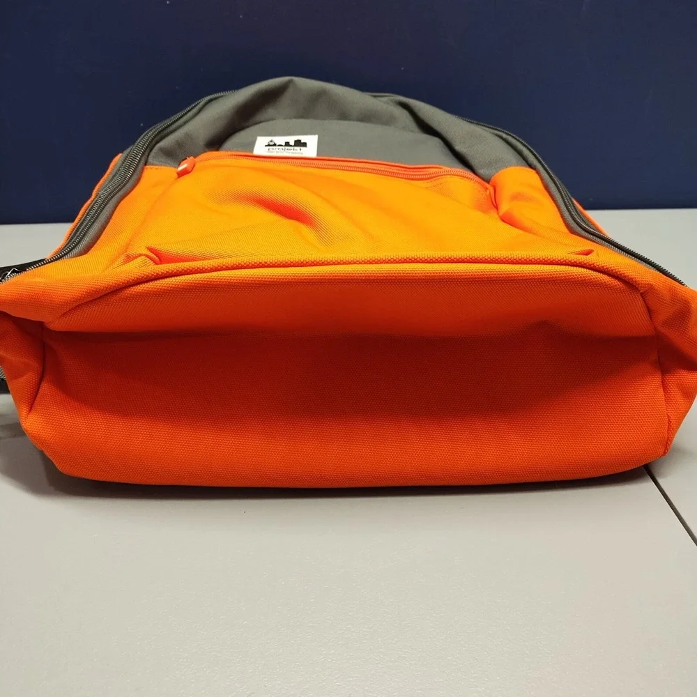 Projekt Klark Unisex Backpack Orange Gray Padded Shoulder Straps Water Resistant